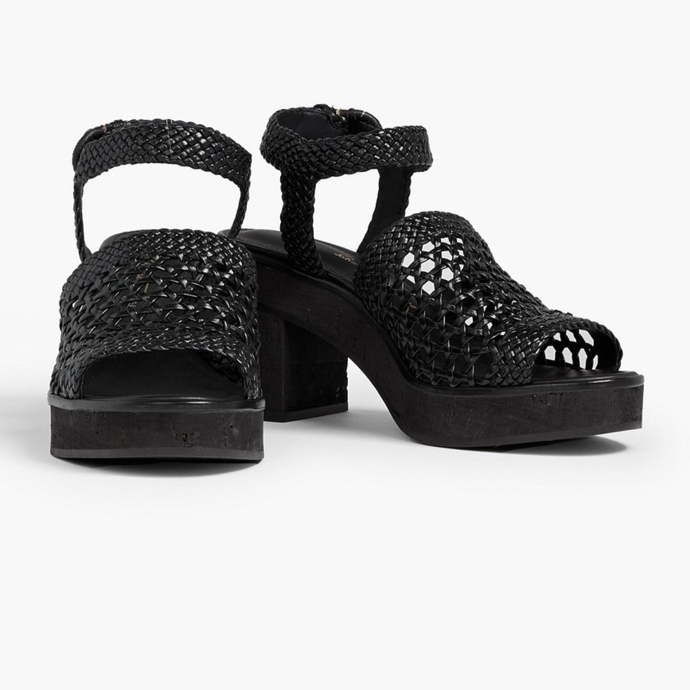Never worn ferragamo lanio woven leather sandals with ankle tie